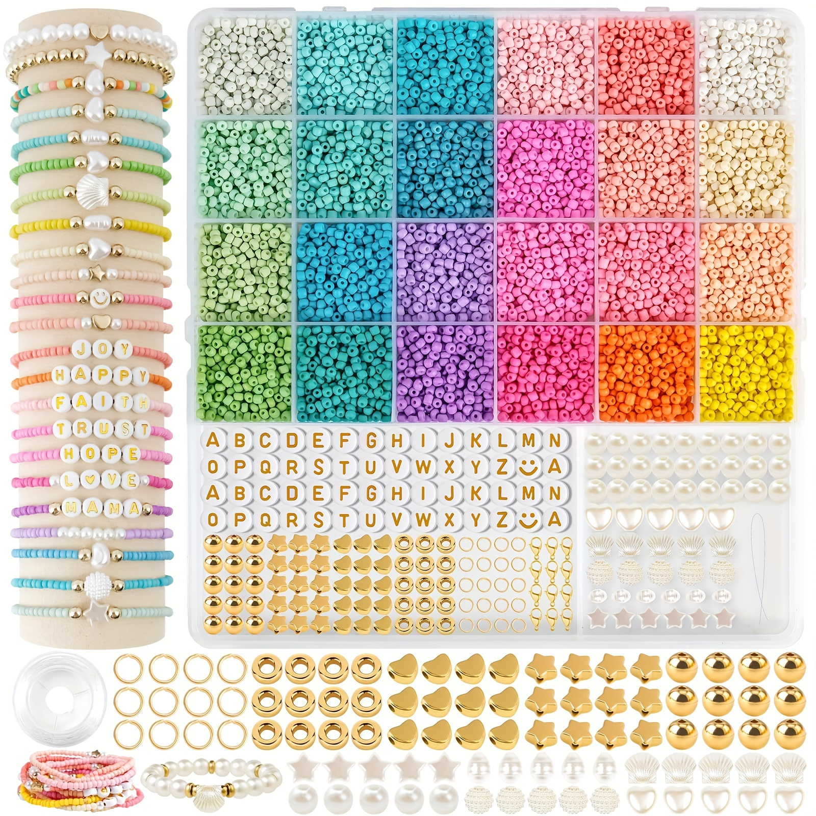 

1 Set Making Kit, 3mm Seed , Assorted , For Bracelets, Necklaces, And Crafts -