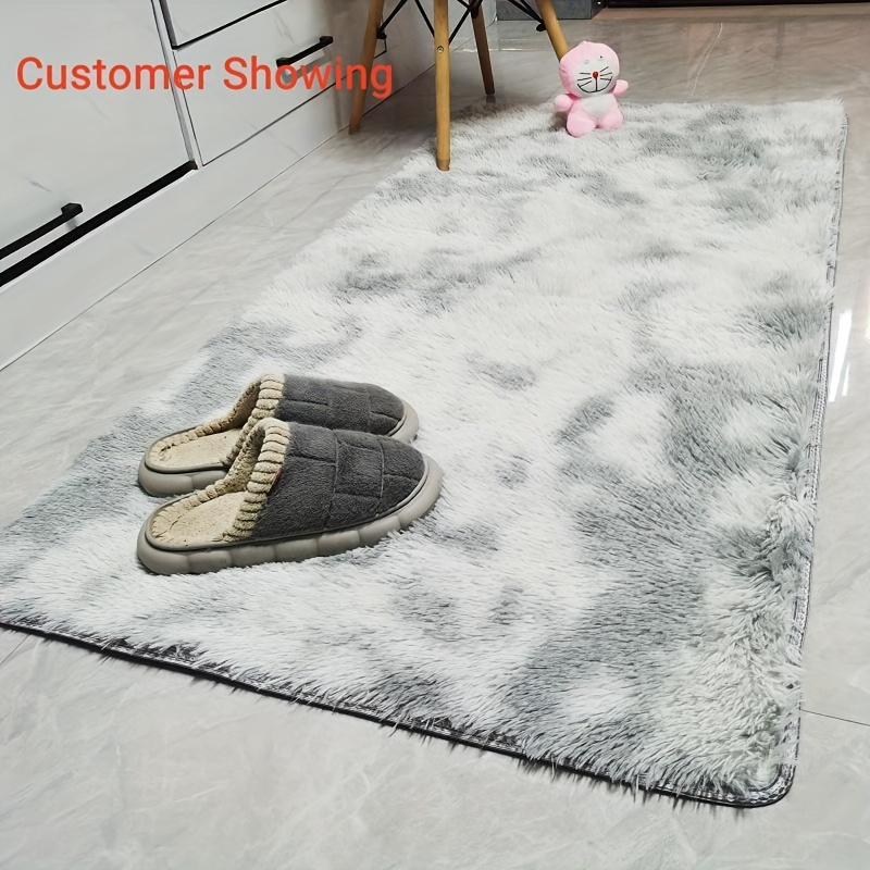 1pc bedroom fluffy rug bedroom soft fluffy fluffy rug room fluffy rug living room fluffy rug with non slip bottom light gray rug details 6