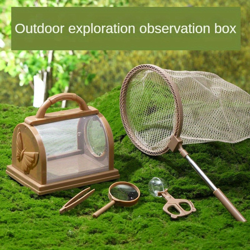 

5pcs Outdoor Exploration Set: Sturdy Insect Catcher, & Viewing Container With Magnifying Glass - Ideal For Youngsters' Wildlife