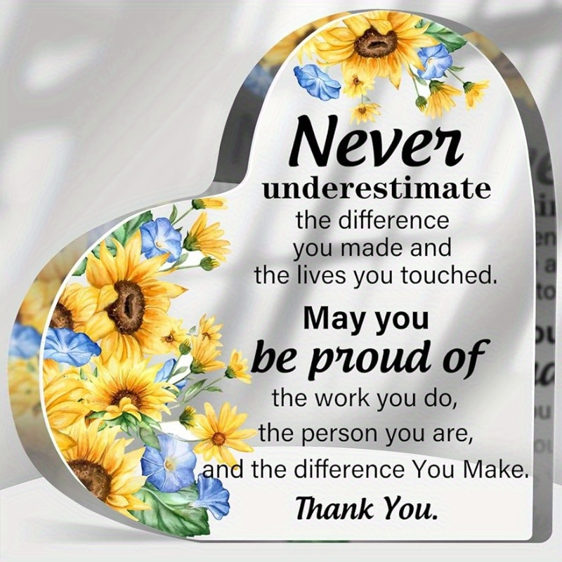TEMU [2d Flat] Coworker Retirement Gift For Women Acrylic Keepsake With Inspirational Quote Thank You Gift Going Away Gift For Coworkers Colleagues