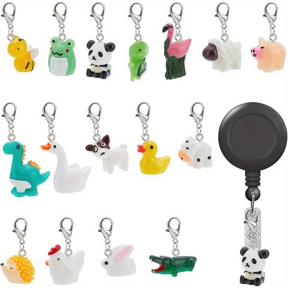 16pcs badge reel charm nurse lovely animal badge holder - Temu