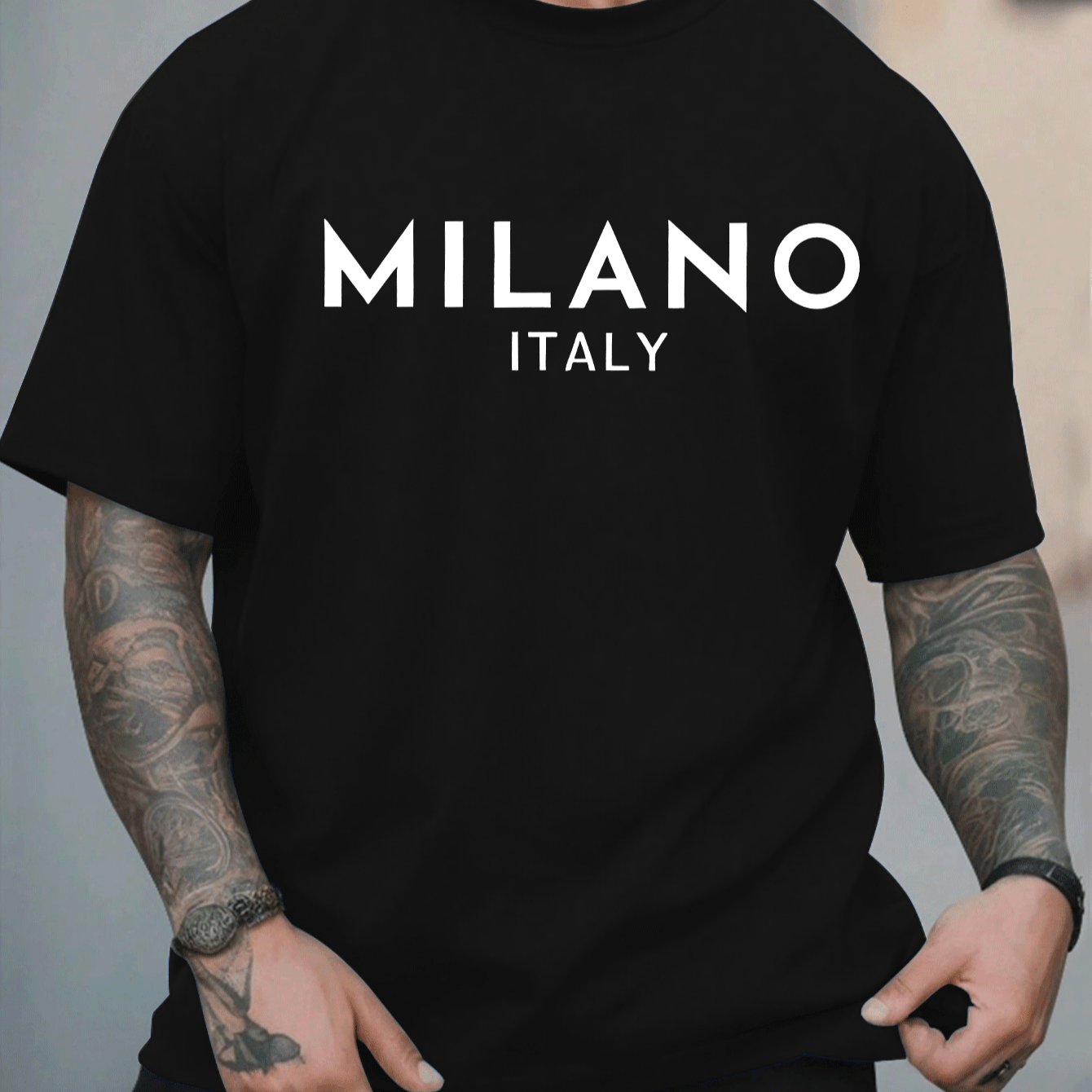 

Italy Graphic T-shirt For Men - Casual Summer Knit Polyester Tee With Elastane, Regular Neck, Geometric Patterned Short Sleeve Shirt