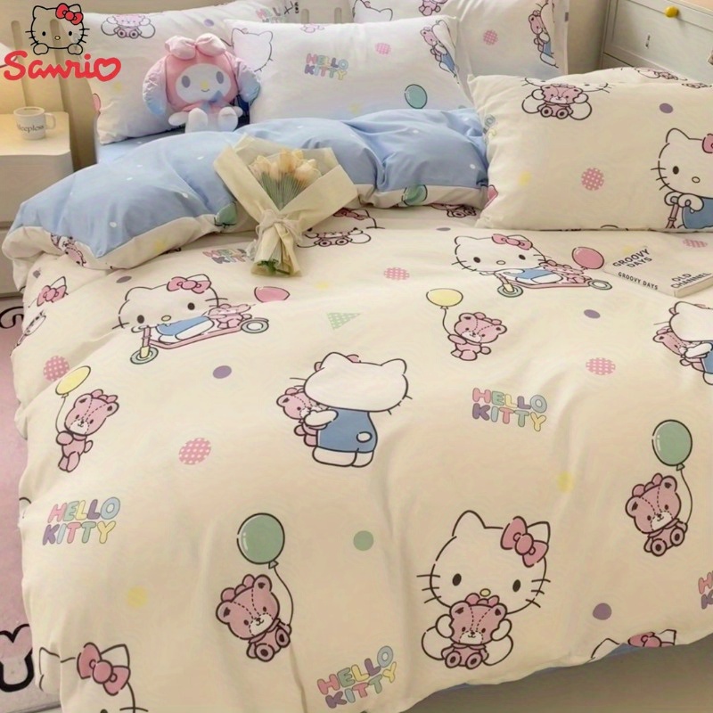 

[authorized] Class A Cloud Washed Cotton Sanrio Four-piece Set Cute Four-piece Set Colorful Kt Cat