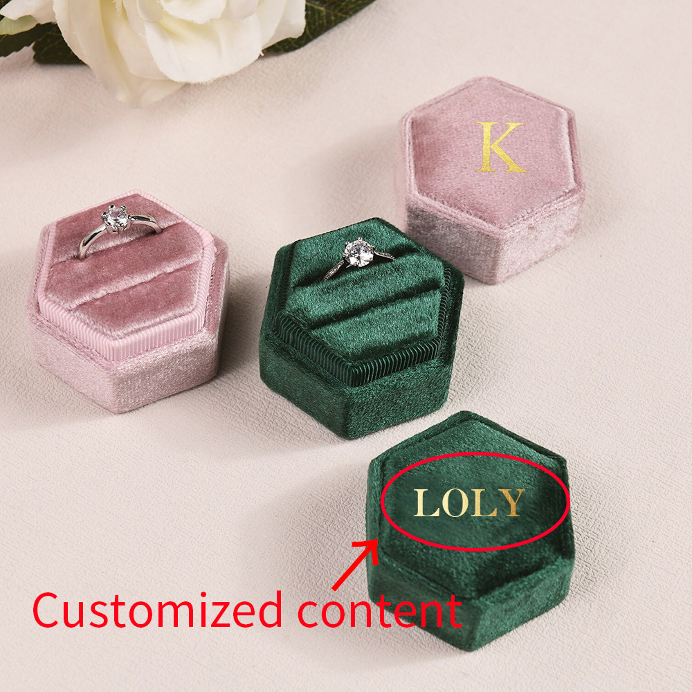 

1pc Personalized Velvet Double Ring Box, Custom Monogrammed Engagement & Wedding Ring Holder, Anniversary Gift, Keepsake Proposal Jewelry Case - Pu Leather Material