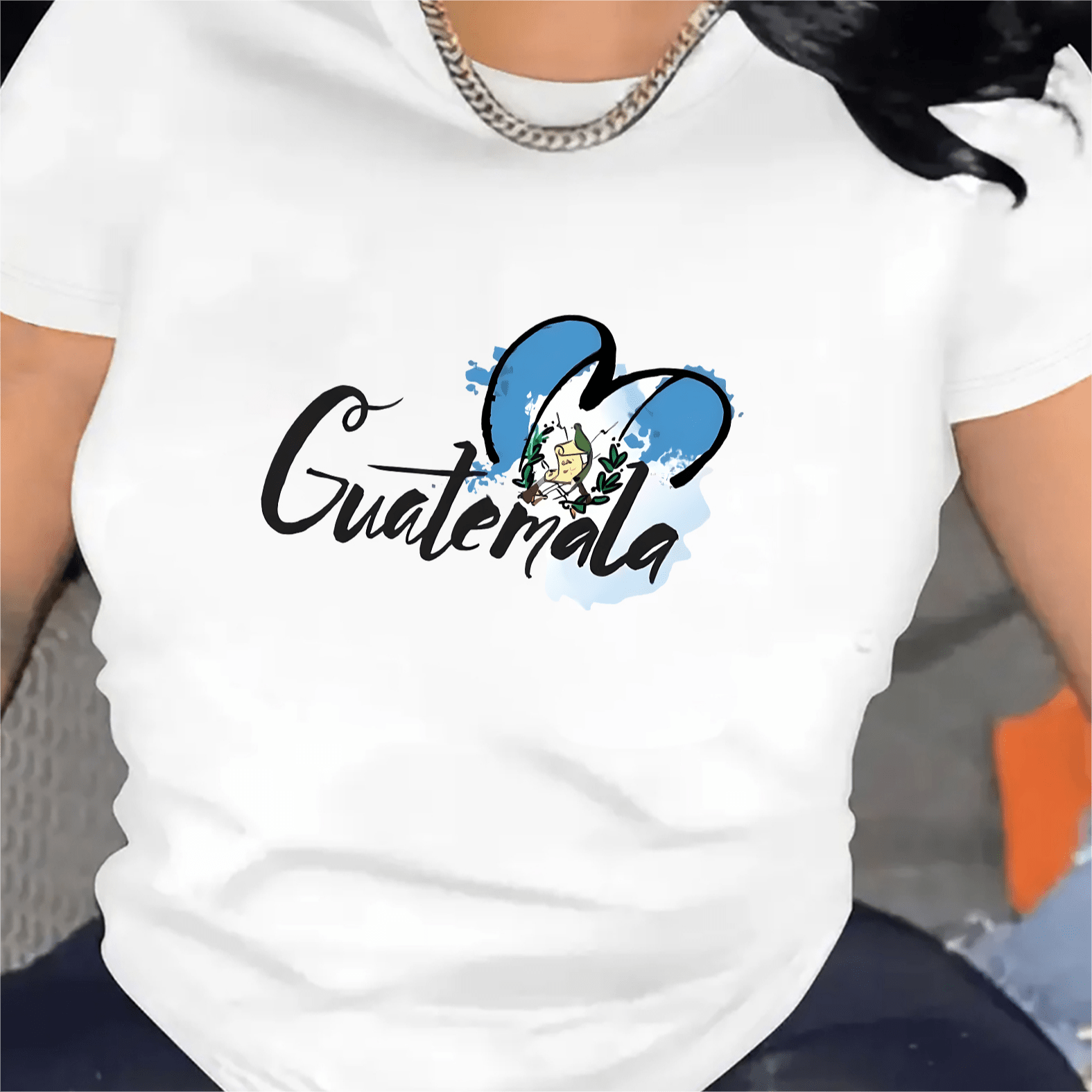 

Guatemala Graphic Neck T-shirt For Women, Sporty Short Sleeve Polyester-spandex Top With Medium Stretch