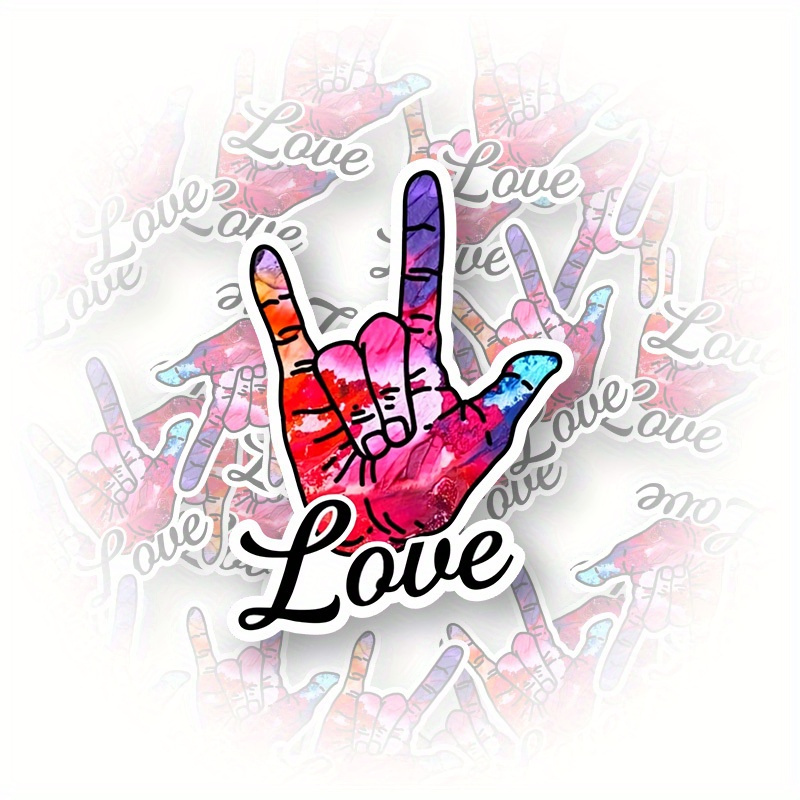 

Vinyl Love Sign Language Hand Gesture Decal, Self-adhesive Waterproof Graphic Sticker For Vehicles, Motorcycles, Laptops & Walls - Matte Finish, Suitable For Glass & Metal Surfaces