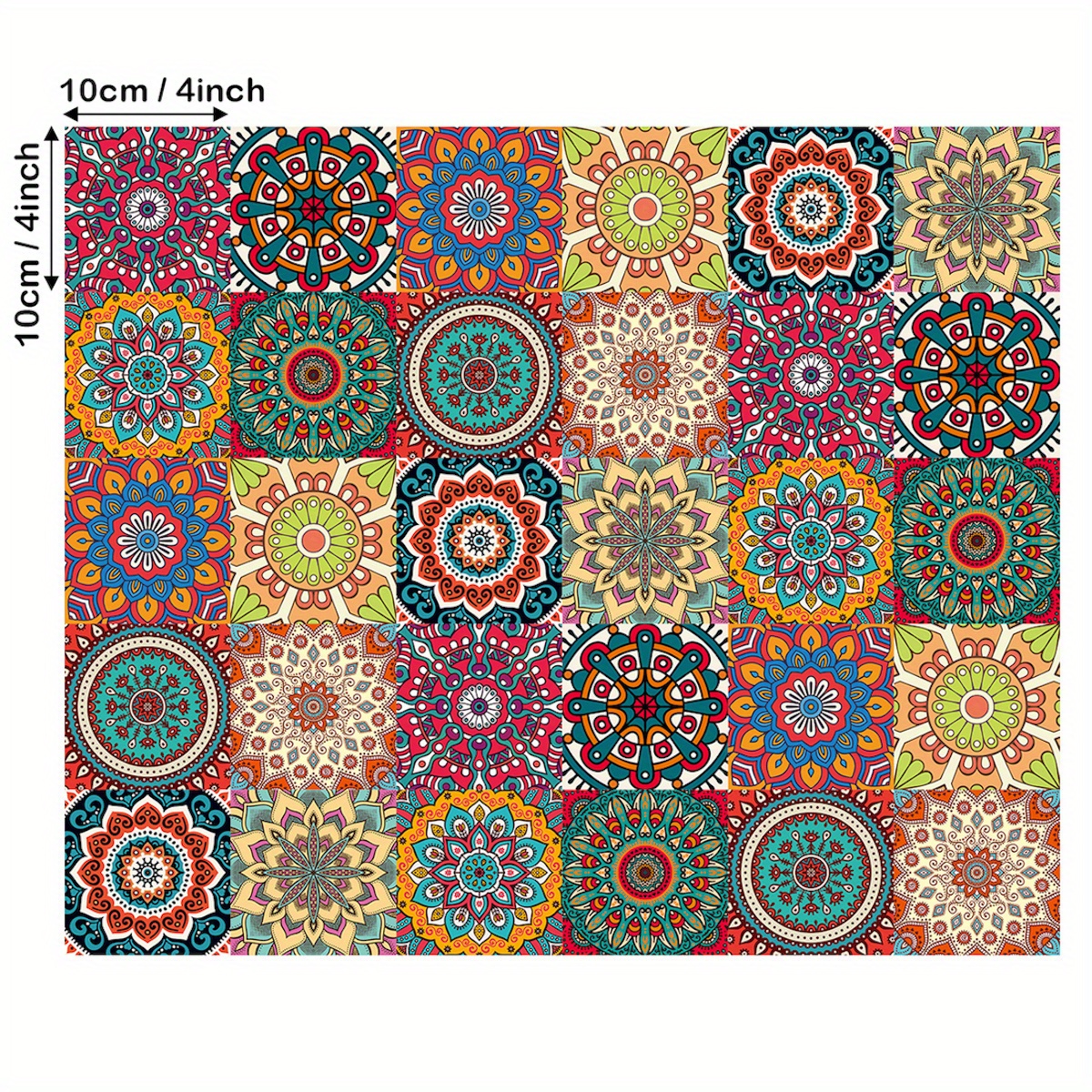 TEMU 30pcs Bohemian Tile Stickers, 4x4 Inch Peel And Stick Waterproof Wall Decals For Kitchen, Bathroom, And Staircase - Mixed Floral Designs, Vinyl