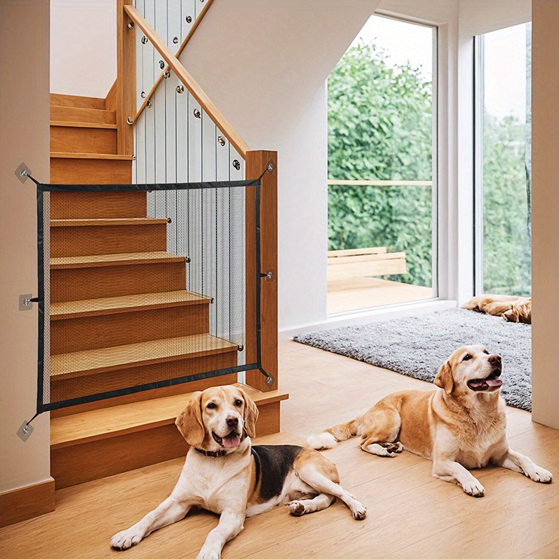 Stair Gate Barrier For Dogs In House Portable Mesh Gate Dog Gate