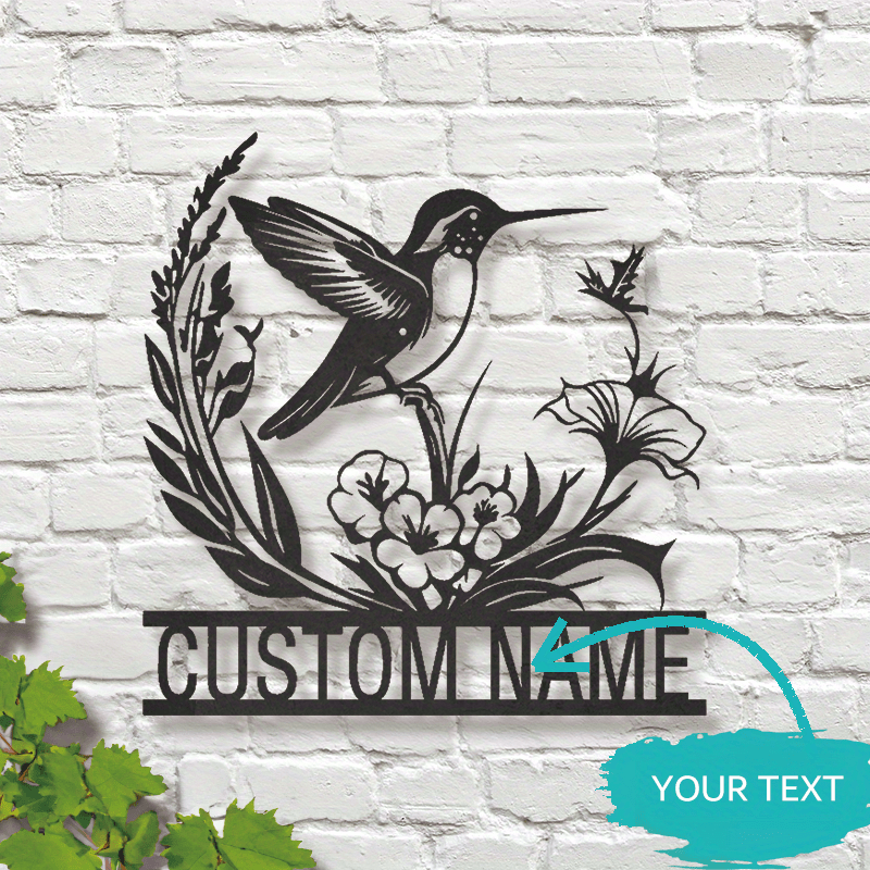 

1pc Customizable Metal Bird & Floral Wall Plaque - Personalized Name Farmhouse Art Decor, No Electricity Needed - Unique Gift For Nature And Bird Lovers