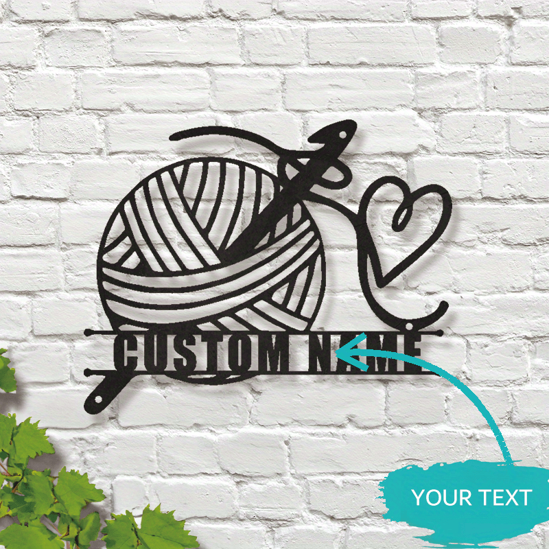 

1pc Personalized Metal Knitting Yarn & Art, Custom Name Rustic Sign, Crochet Hook Decor, Knitter's Gift, No Electricity Required, Festive Home Decoration For Birthday/