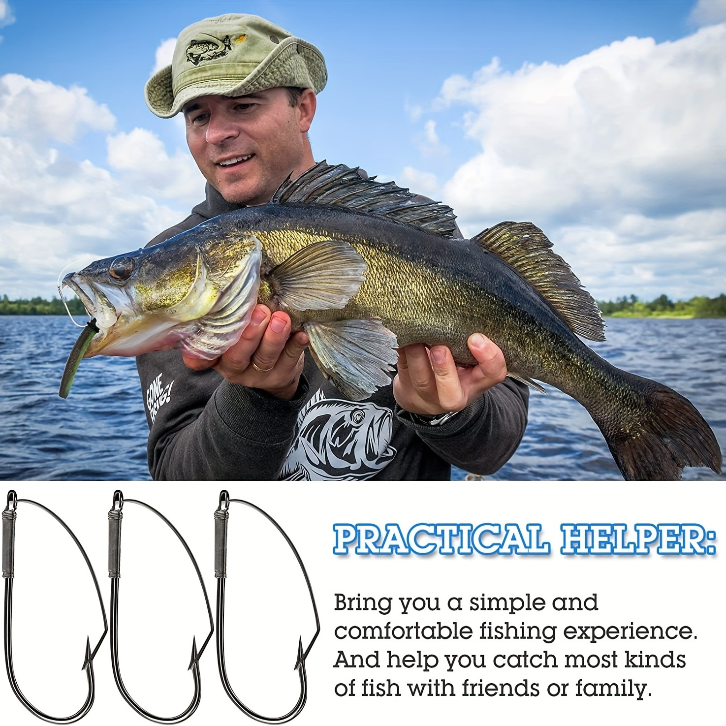 

Premium Stainless Steel Fishing Hooks Set - Ultra-sharp 1/ 0 Carbon Steel Under Hook Single Worm Hook Baits - Accessory For Catching More Fish With Ease