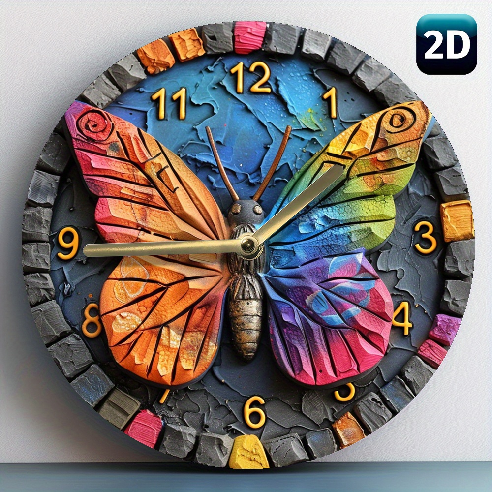 

1pc 8inch(20x20cm)silent Round Wall Clock Quartz Movement Livingroom Home Dormitory Office Decor Boys Day Gifts Aa Battery (not Included) , Room Decor