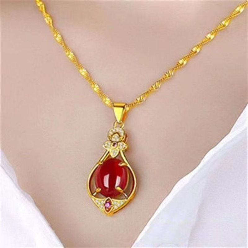 

1 Piece Of Imitation Jade Flower Zirconia Necklace, Women's High-end Retro Design Necklace, Mother's Day Gift, Birthday Gift, Clothing Accessories Holiday Gift