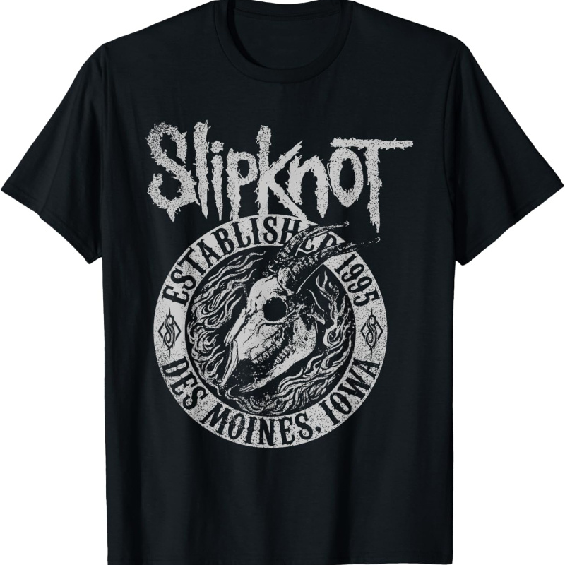 

Slipknot 1995 Iowa Skull Graphic Tee - 100%, Casual Round Neck, Short Sleeve T-shirt With Black & , Machine Washable For All , Skull T Shirt