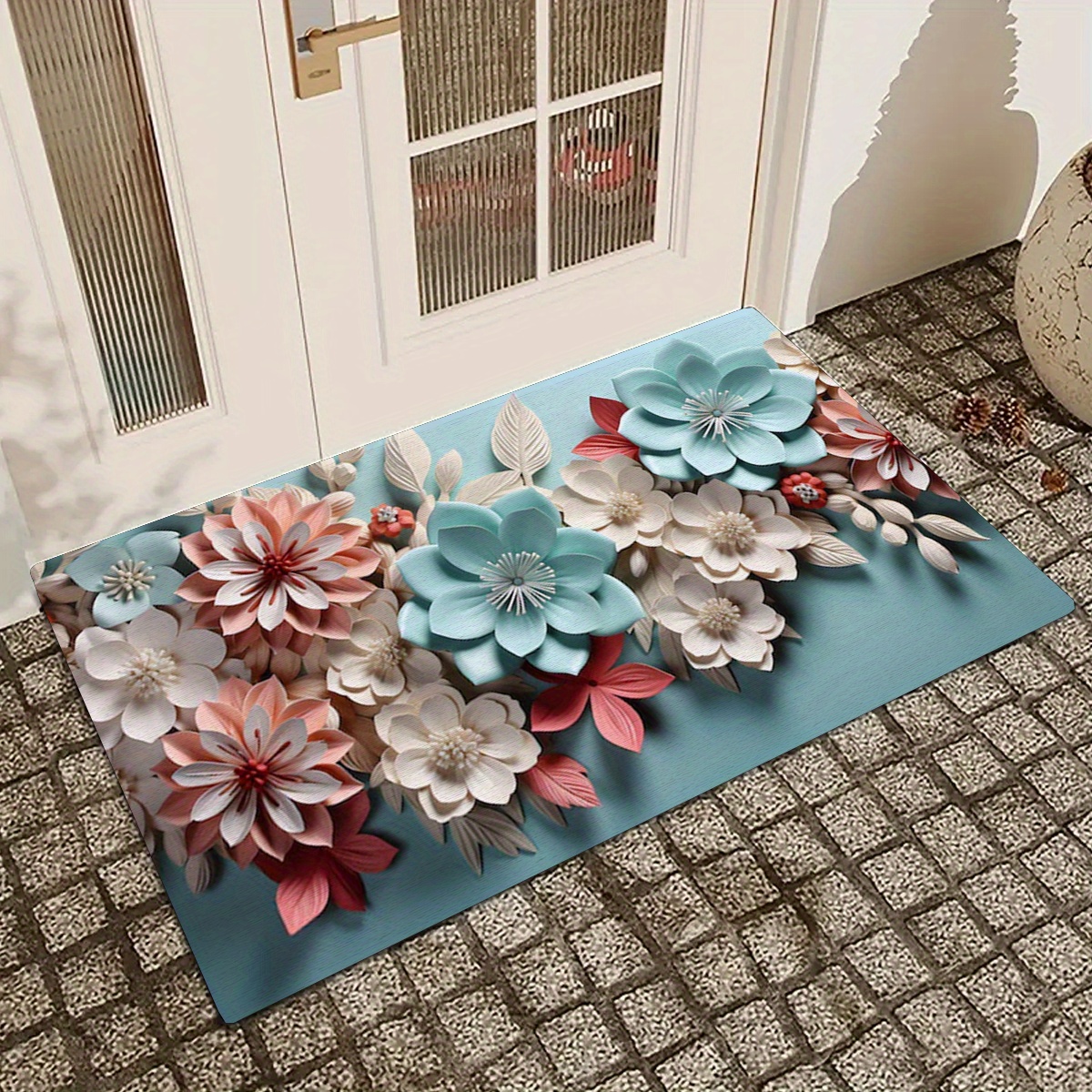 

1pc Floral Pattern Non-slip Door Mat Hallway Kitchen Bathroom Balcony Floor Interior And Exterior Decorative Door Mat