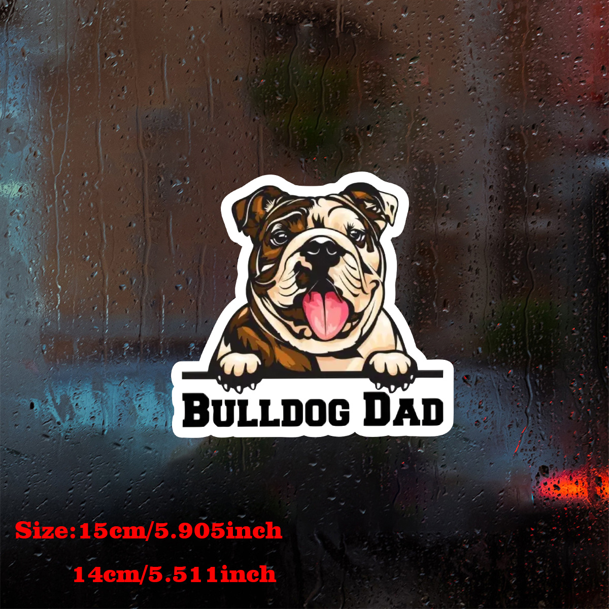 TEMU Bulldog Dad Vinyl Decal Sticker - Matte Finish, Irregular Shape, Single Use, Self-adhesive For Plastic Surfaces | Durable, Waterproof Emblem For Vehicles, Laptops & Walls