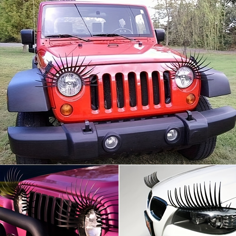 

Rubber Car Headlight Eyelash Decals: Matte Self-adhesive Eyelashes For Vehicle Decoration - Suitable For 14 And Up