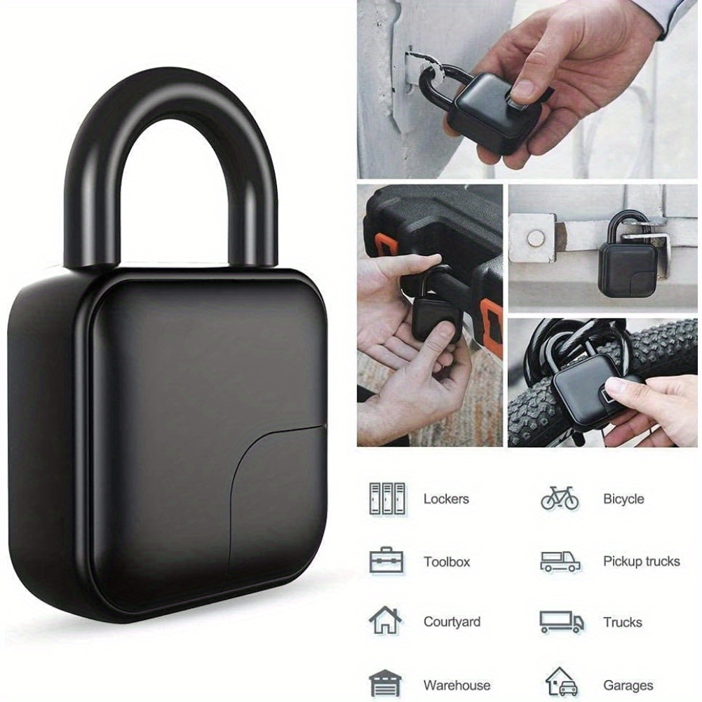 

New Smart Fingerprint Padlock, Anti Theft Waterproof Lock Suitable For House Door, Suitcase, Backpack, Gym, Bike, Office