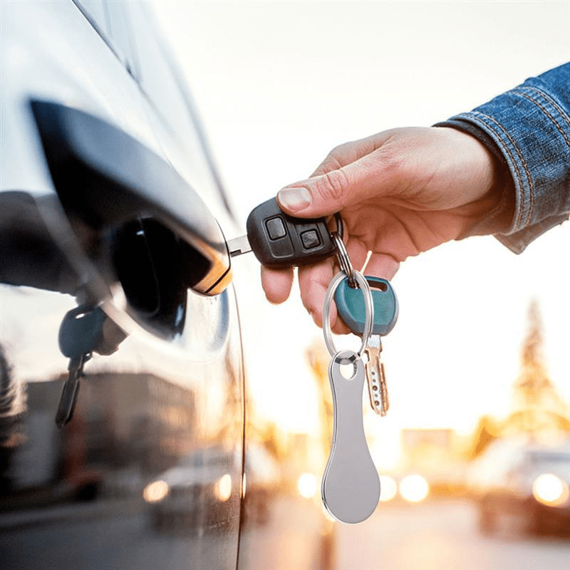 Stainless Steel Shopping Cart Token Keychain ? Classic Style Metal Trolley Coin for Supermarket ? Directional Sign & Plaque Alternative ? Wall Hanging, No Electricity Needed