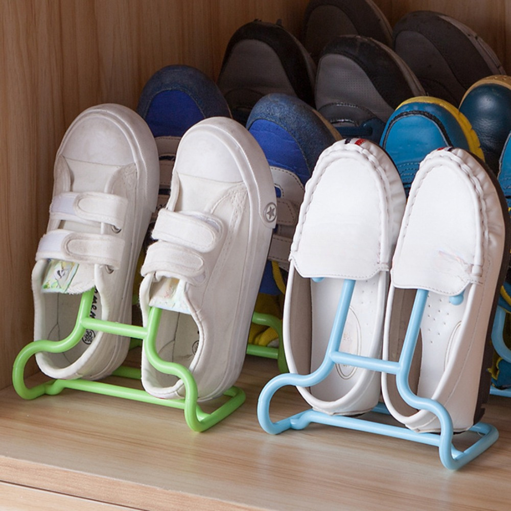 4 pack   plastic shoe organizer multi purpose space saving portable storage racks for sports and casual footwear floor mount no electricity needed versatile for   room types details 2