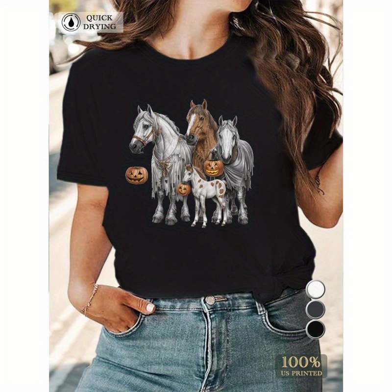 

Ghostly Horses With Jack O Lanterns Women's T-shirt