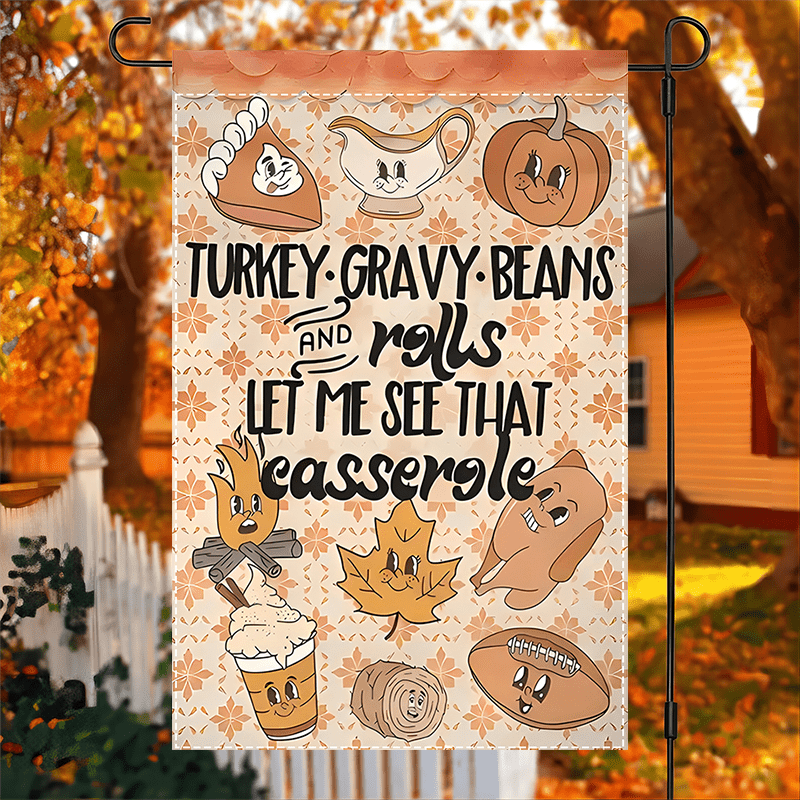 

1pc Double-sided Thanksgiving Garden Flag - Pumpkin & , Polyester, Fade-resistant, No Electricity Required, Outdoor Decorative Flag 12x18 Inch