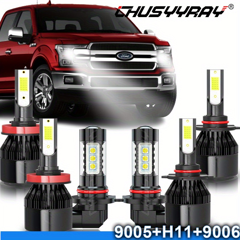 6pcs F 150 2015-2019 Led Headlight Hi/ Lo +fog Light Bulbs Combo Kit