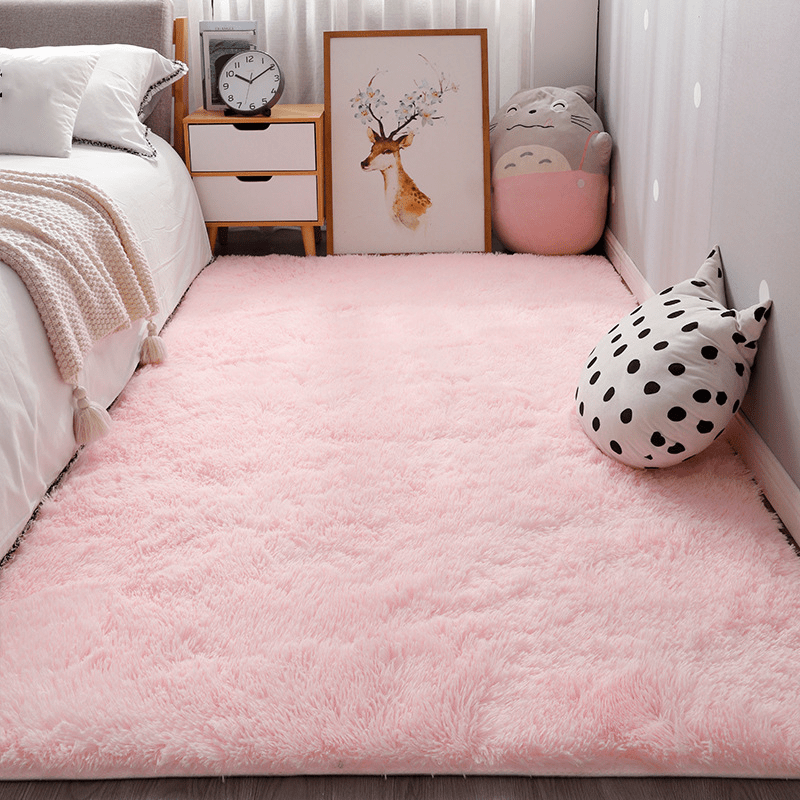 1pc tie dye solid   area rug girly pink rug non slip large rug for living room bedroom entryway hallway rug fluffy soft area shag rug   home details 1