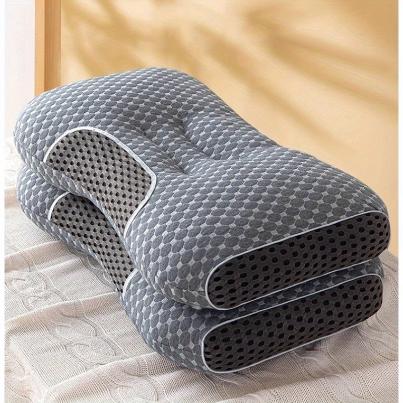 1pc ergonomic orthopedic neck support pillow for     ideal for back stomach sleepers breathable polyester pillowcase washable with diamond   side bolster for     details 1