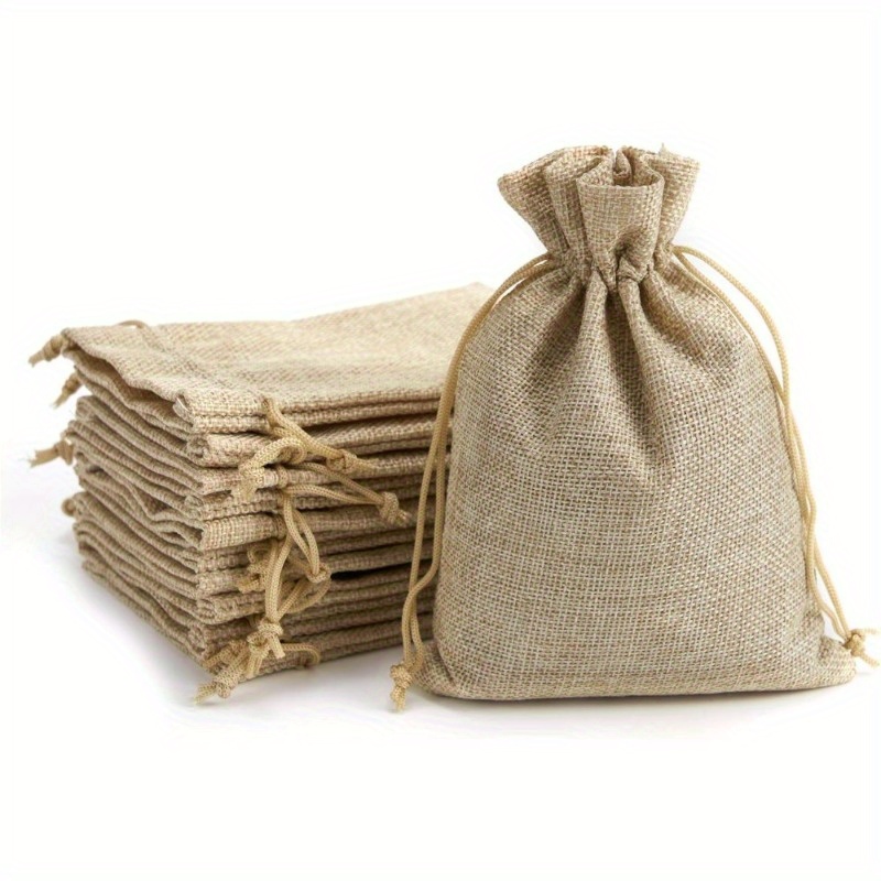 

10 Burlap Gift Bags With Drawstring - Recyclable Linen Sacks For Wedding Favors, Party Diy Crafts, And Jewelry Storage