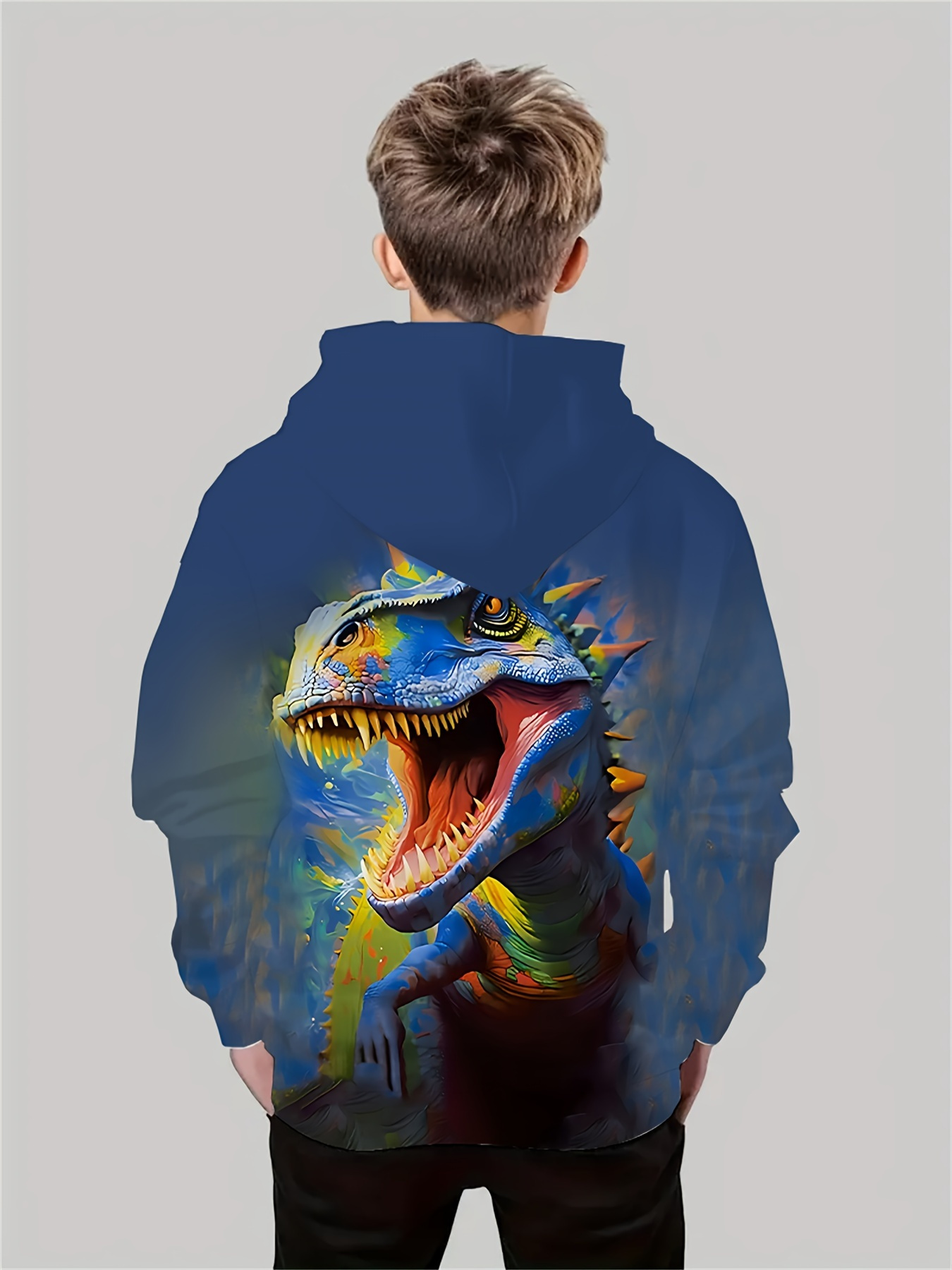 Children s Casual Long Sleeve Hoodie Dragon Print Polyester Temu