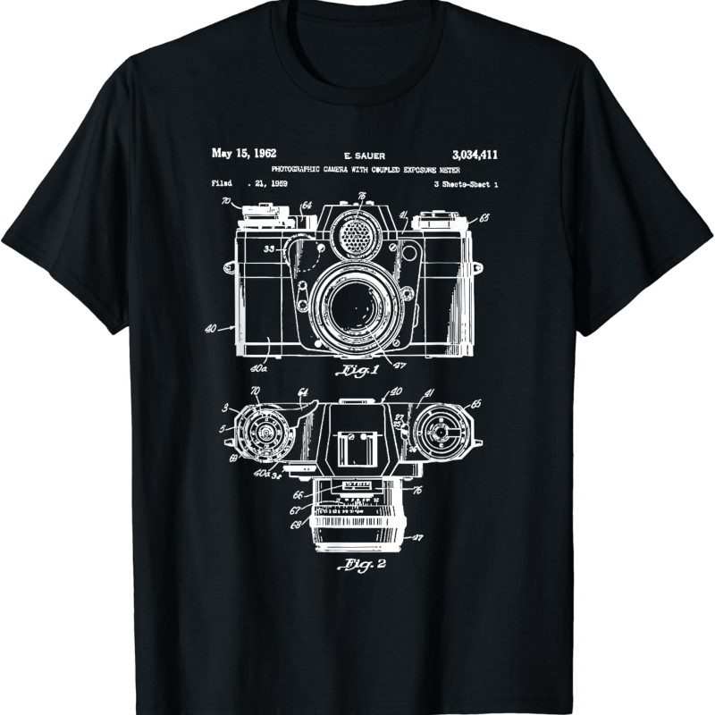 

Gift T-shirt Camera Vintage Patent Print