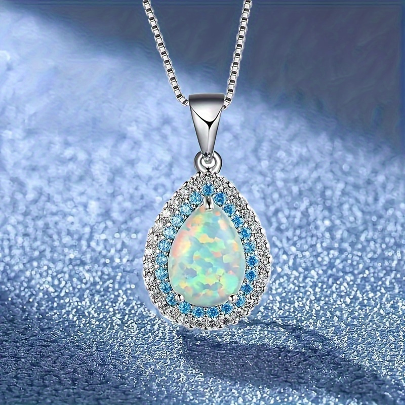 

Drop Opal Necklace, Fashionable And Glamorous Design Style For Everyday Wear Jewelry, Perfect Gift For Christmas, Valentine's Day, Birthday