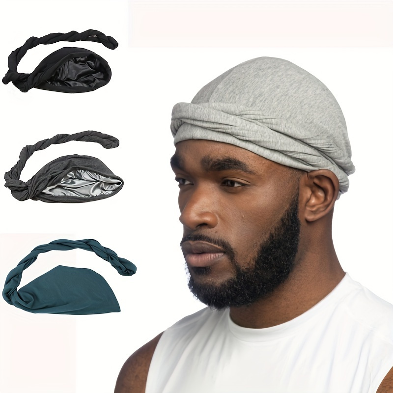 

1-3pcs Halo Men's Durag, Men's Satin Silk Lined Turban Turban, Ideal For Gift Giving