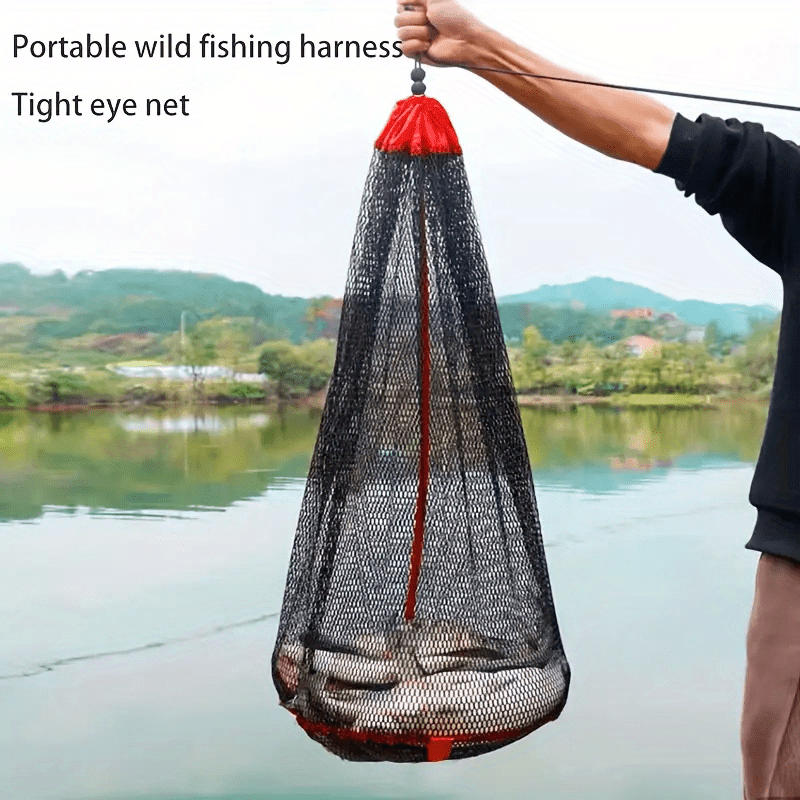 

Oxford Cloth Portable Fishnet Bag - Ideal For Camping & Fishing, Black