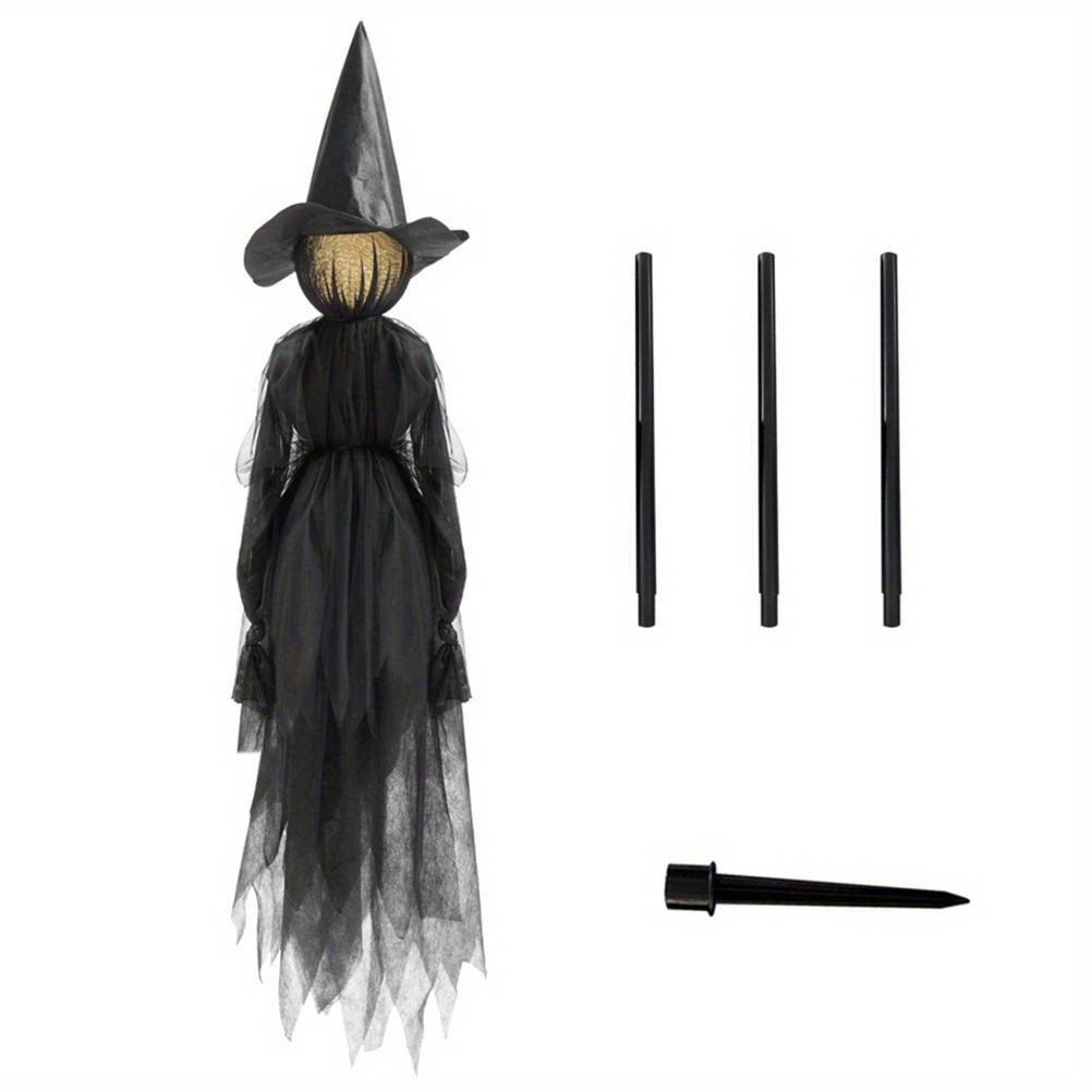 TEMU Halloween Outdoor Decorations With Led Lights Halloween Spooky Wizard With Screaming In Hand With Sound Sensor Halloween Outdoor Decorations