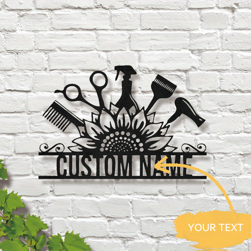 

1pc Personalized Hair Stylist Metal Wall Art, Custom Name Barber Shop Sign, Iron Non-woven Fabric Decor For Christmas/new Year, Gift, Room Decor