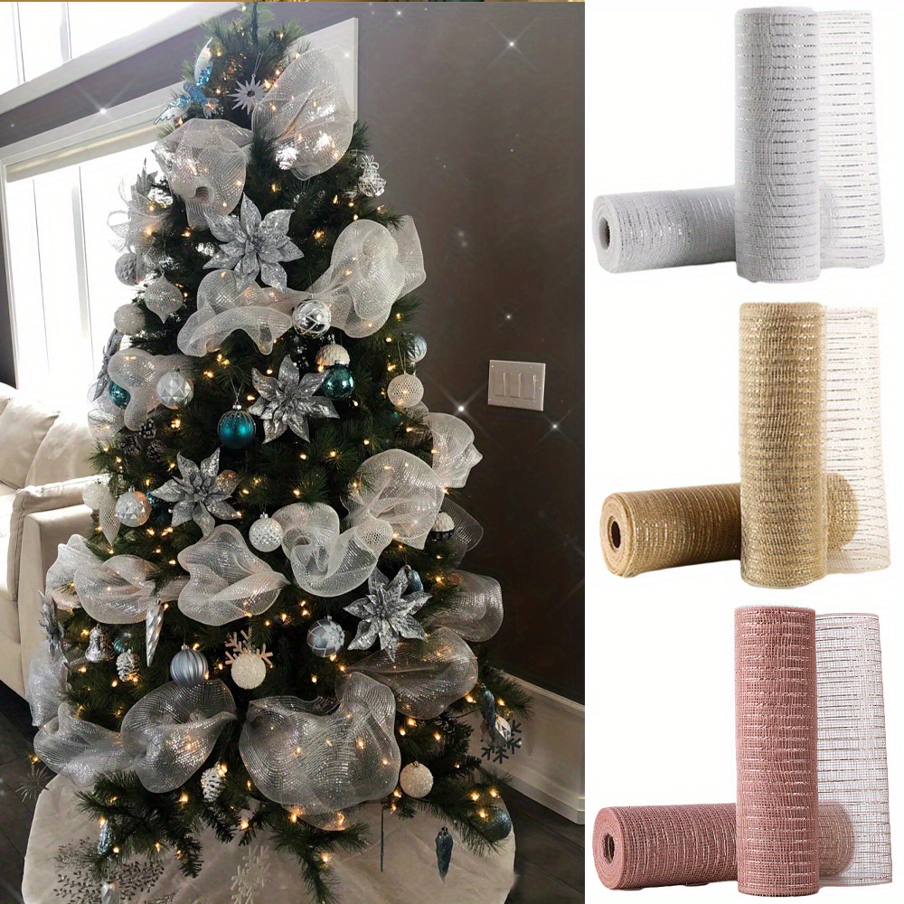 

Lot de 2 en Dorés et Argentés Scintillants pour Arbre de Noël DIY - 10 , Parfaits pour Décorations de Mariage & Emballage de Cadeaux