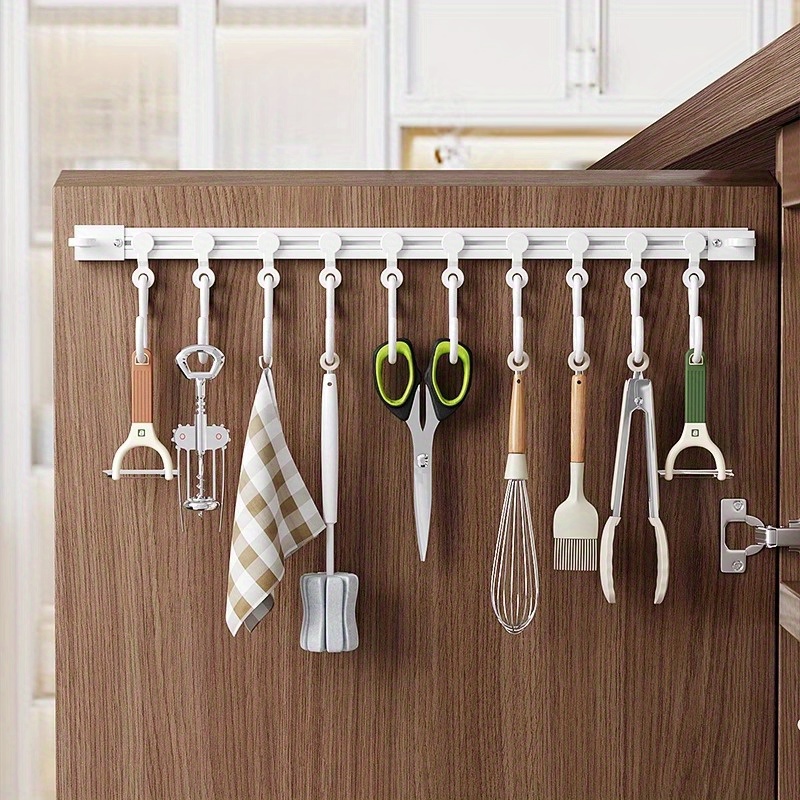 space saving cabinet door organizer no drill   storage rack for kitchen home use   plastic details 0