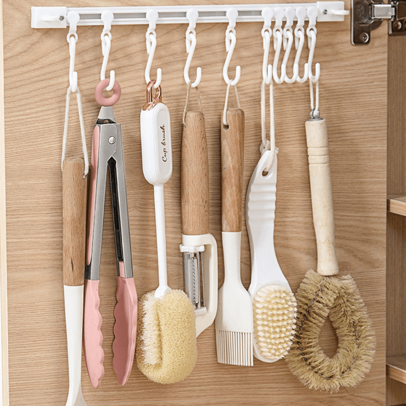 space saving cabinet door organizer no drill   storage rack for kitchen home use   plastic details 2