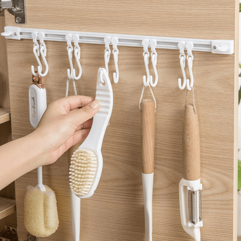 space saving cabinet door organizer no drill   storage rack for kitchen home use   plastic details 3