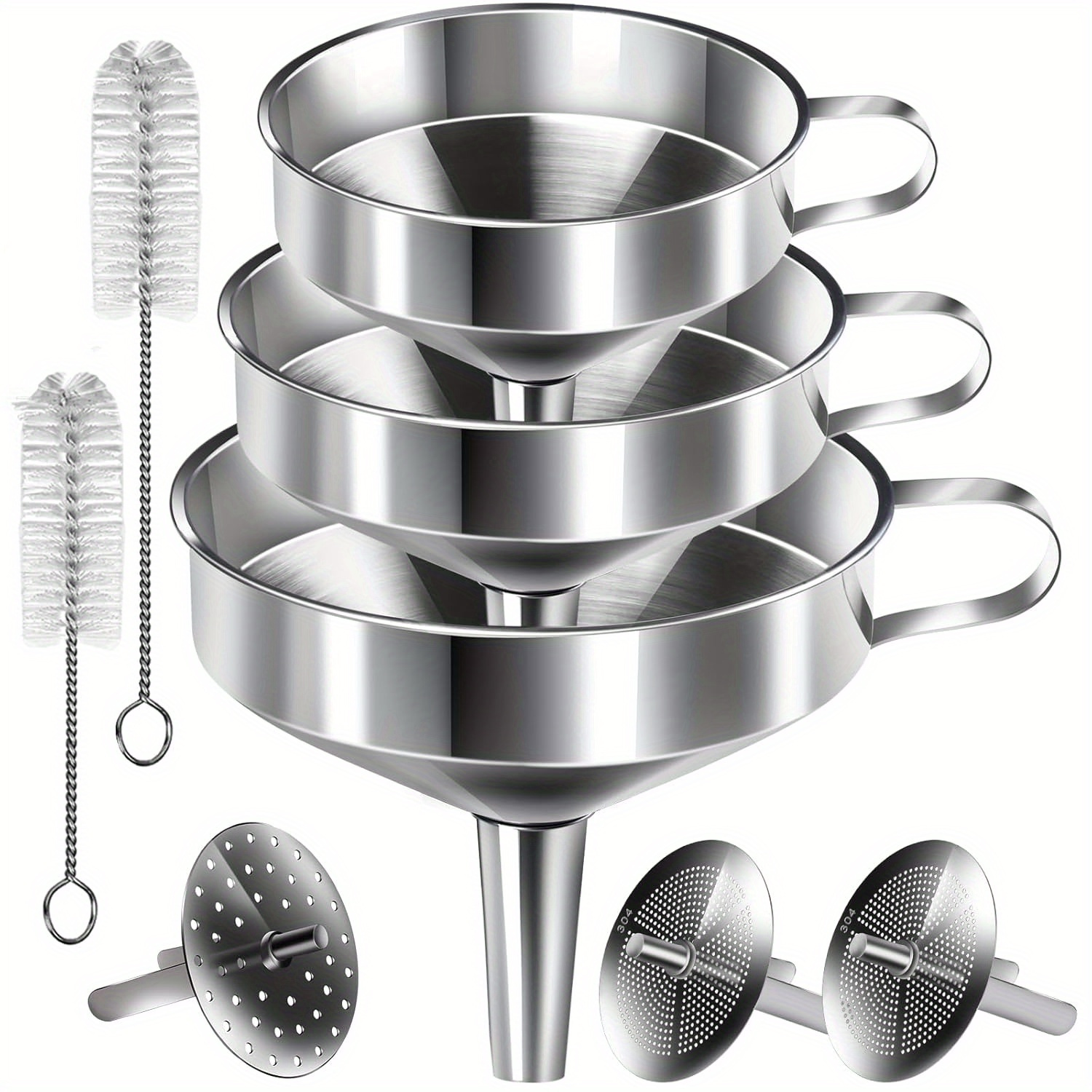 

Steel , 3pcs For Bottles Set, Metal 3pcs Removable Strainer, 2pcs Brushes, For Use, For