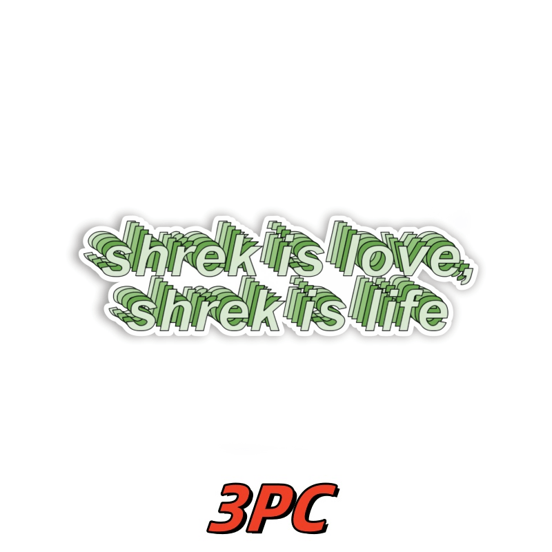 

3pc Vinyl Decal For Car, Matte Self-adhesive Irregular Shaped Decal With "shrek Is Love, Shrek Is Life" Motif, Single Use Decal For Glass & Metal