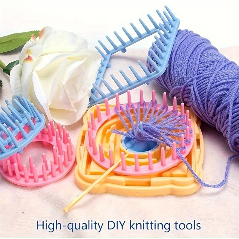 

Mixed Color Flower Loom Knitting Set - 1pc Diy Craft Knitting Tool Kit With Needle - Handmade Weaving Machine For Yarn Crafting And Stitching