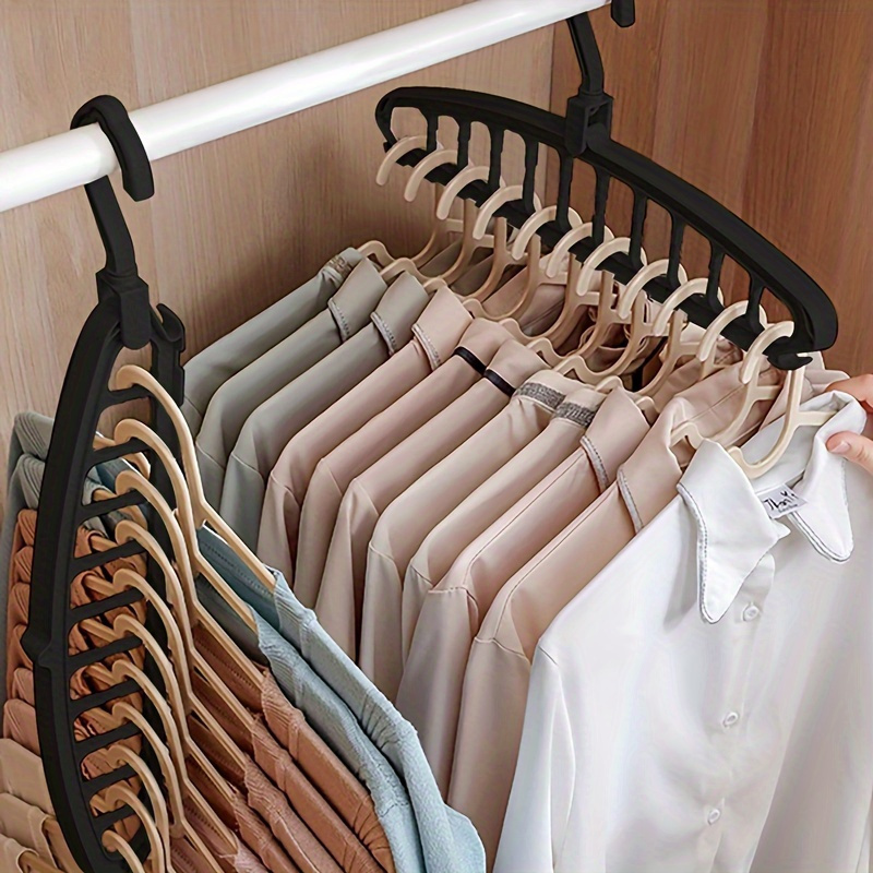 

Space-saving Foldable Heavy Duty Plastic Hanger - Multi-hole Design For Closet Organization, Home, Dorms & Back To School, Portable Closet, Clothes Hanger, Bedroom Organizer,