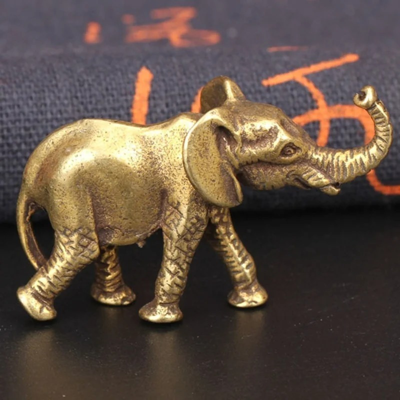 

Vintage Brass Elephant Figurine - Versatile Indoor/outdoor Decor For Home, Office, And Bookshelf