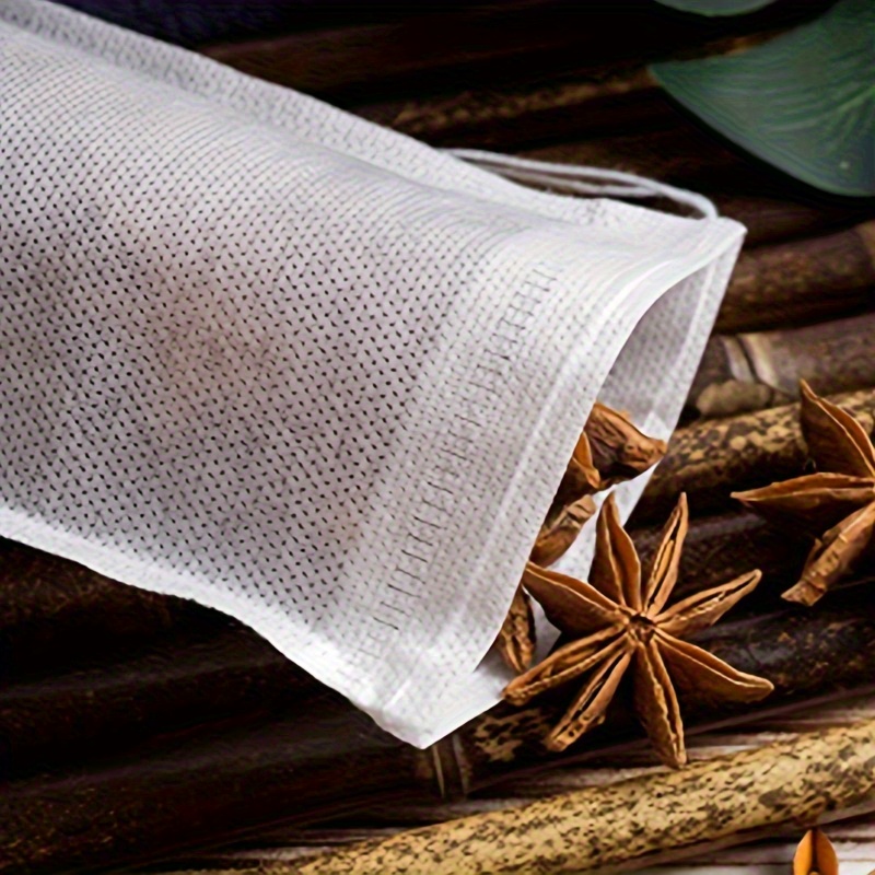 100pcs reusable drawstring muslin tea bags strainer mesh filter bags for soup spices chinese medicine cheesecloth bone   cooking kitchen accessories details 6