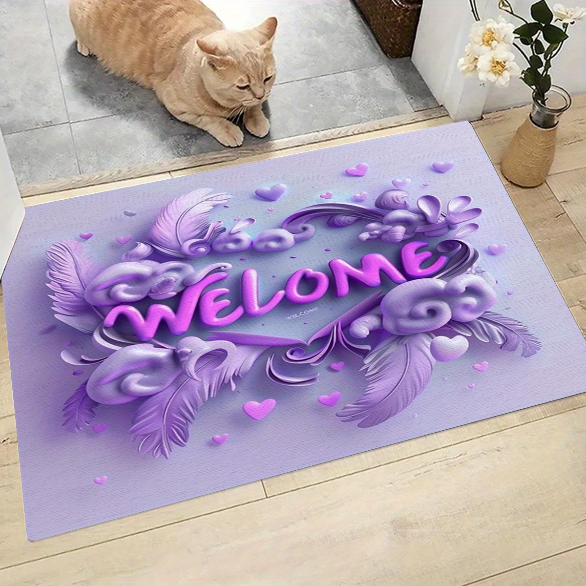 

1pc Purple Pattern Mat Hallway Bathroom Mat And Decoration Mat