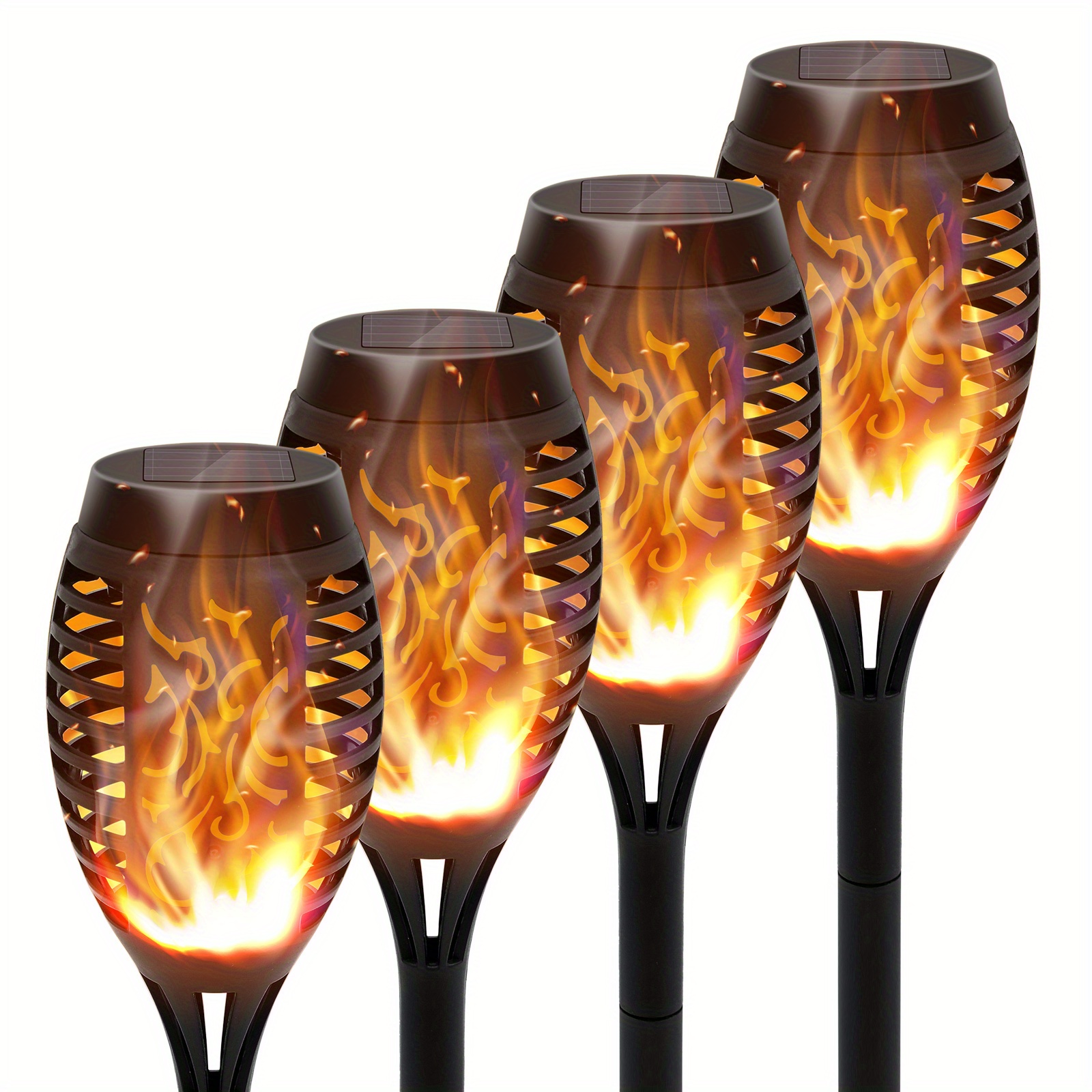 

Solar Lights Outdoor, 4pcs Solar Torches Lights Led With Flickering Flame Decorative For , Lawn Yard Pathway, Halloween, Christmas, Party, Camping, Dusk To Dawn Auto