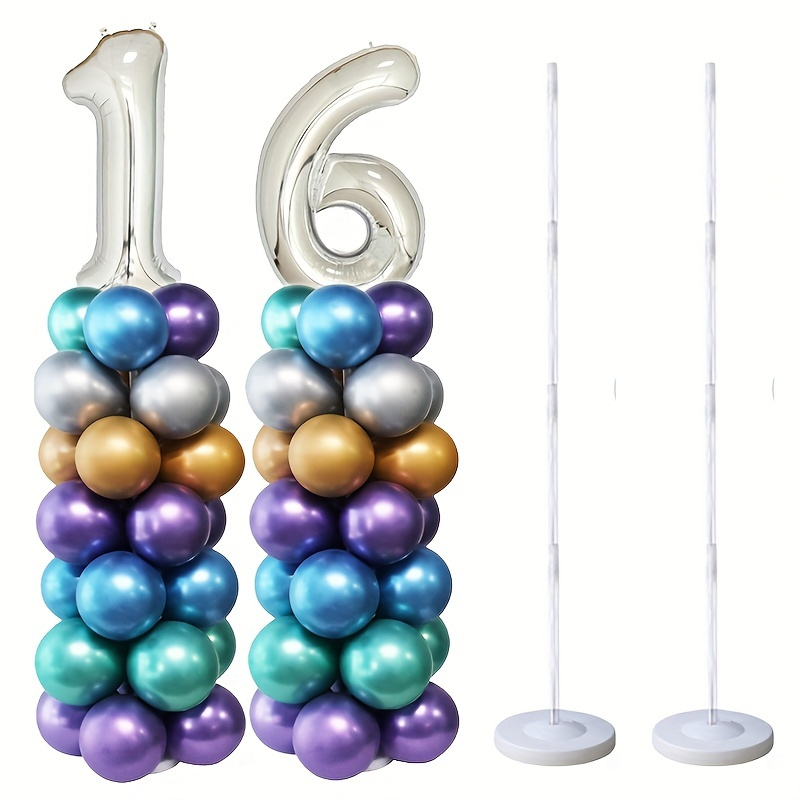 

2-pack Reusable Balloon Tower Stands With Water-filled Base, Plastic Material, No Electricity Needed, Perfect For Weddings, Birthdays, Graduations - Elegant Party Decoration Kit